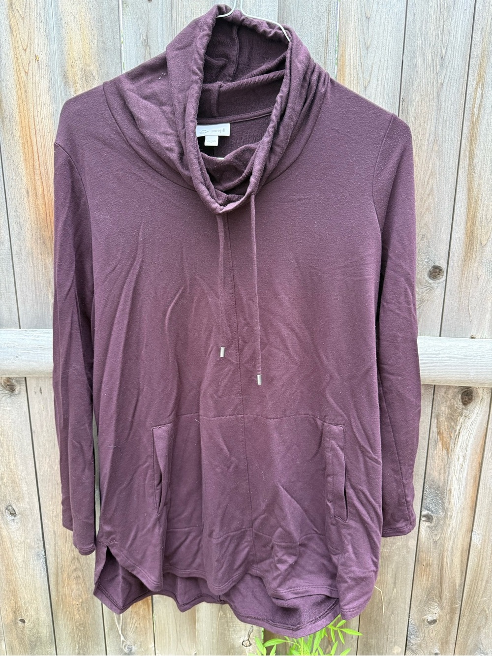 Cowl-Neck Tunic Sweater in Deep Plum by Eileen Fisher